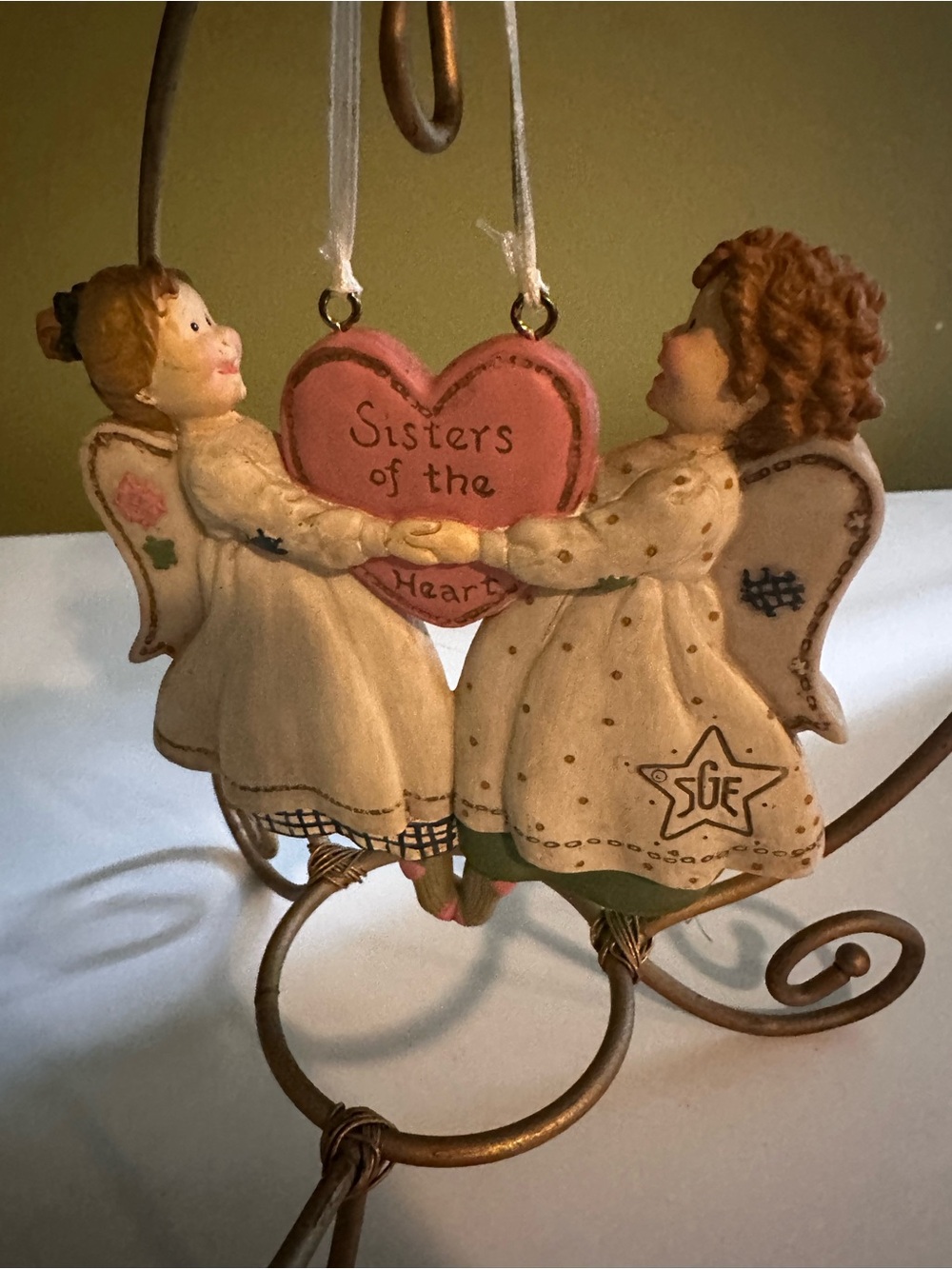Hallmark Pink Heart "Sisters of the Heart" Hanging Ornament